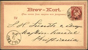 Bjørnstjerne Bjørnson. 3 skilling Brev-kort, stemplet "Follebu 13.12.1876" og sendt til Kristiania. Håndskrevet bakside, men signatur "Bjørnstjerne".