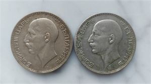 BULGARIEN BORIS III 100 Leva 1934 och 1937, två mynt, 20gr/st, 0.500 silver