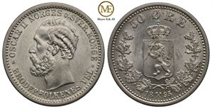 50 øre 1895 Oscar II. Kv.0