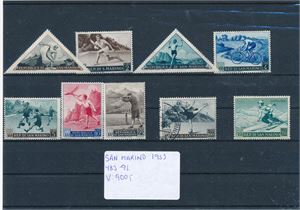 SAN MARINO x/o 493-501, 1953 sport. 100Lire er brukt (€ 110 for xx/o)
