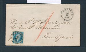 Nk 4 på brev stemplet "TØNSBERG 20-10-1863"