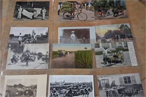 VYKORT - TRANSPORT. Trevlig samling 154 vykort i ett fint Safe specialalbum med kassett: bilar, bussar,