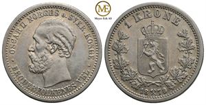 1 krone 1878 Oscar II. Kv.1+/01