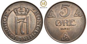 5 øre 1912 Haakon VII. Kv.0/01