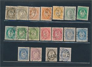 Nk 22, 24IIa og 49-55 o. Lot 18 merker, stort sett ganske pene