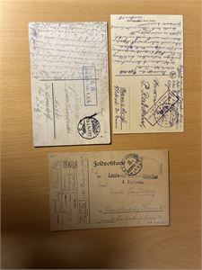 REICH-FELTPOSTKORT 3 kort 1914-16, foto av begge sider