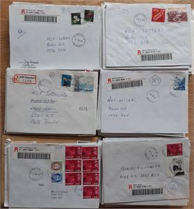 Brevlot, Eske med ca 200 rek.brev fra ca 1994 til 2005. Hele landet, mest ok brukskvalitet.