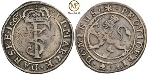 2 mark 1663 Frederik III. Kv.1+