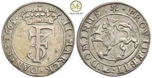 2 mark 1665 Frederik III. Kv.1+