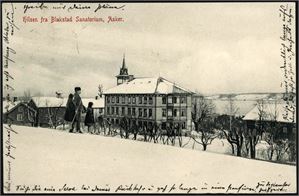 Blakstad Sanatorium. To ulike kort brukt i hhv. 1906 og 08. K-2