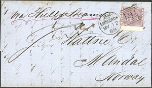 Great Britain. 19 covers, all sent to Norway approx. 1870. Also some stationary-cards.