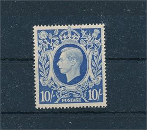 GB xx Mi 229/SG 478a, GV 10sh ultramarin. Dette objektet var usolgt på vår auksjon 27 i 1991 og har ligget siden da (Utrop 125)(Nå verdi € 50)