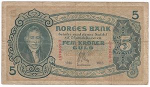 5 kroner 1915 E.6596457. Kv.1-