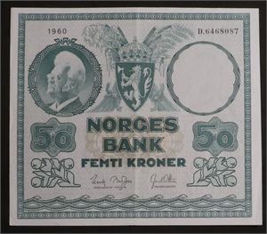 50 kroner 1960 Norge 1+ D6468087. Pen.