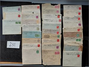 KRISTIANSAND FIRMALOGOER 32 brev i svært blandet kvalitet 1920-40. Alle maskinstemplet og sendt til Åseral