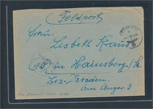 TYSK FELTPOST I NORGE Noe medtatt brev stemplet "01.5.44" til Dresden