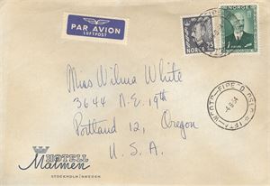 IIA 1954 - lærerkongress. IFTA - WCOTP - FIPESO OSLO/* -4.8.54 (IIA) (Os) på brev til USA