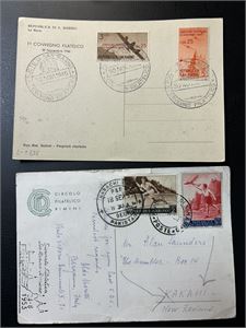 SAN MARINO 1 postkort og et maxikort, sistnevnte skulle til Kakahi, New Zealand, men ble feilsendt til Karachi, Pakistan og stemplet der