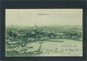 CHRISTIANSSAND S (G. M. Haugland). Hilsen foran, postsendt 1905