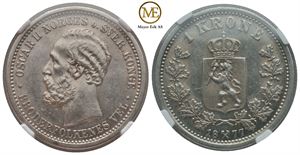 1 krone 1877 Oscar II. Kv.01