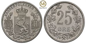 25 øre 1901 Oscar II. Kv.0