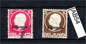 ISLAND - TJENESTE o Mi 41 I og 42, 2 og 5kr fra 1922 (€ 270)