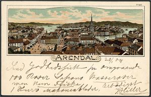 Arendal Sentrum. Drøyt 150 postkort, hvorav 140 i småfortmat.