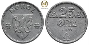 25 øre 1944 zink Haakon VII. Kv.0