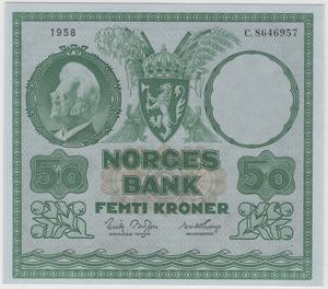 50 kroner 1958 C.8646957. Kv.0