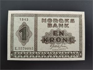 1 krone 1943 E ex. Skilling