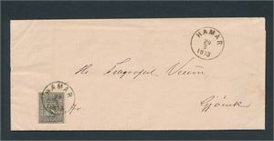 Nk 11 på brev stemplet "HAMAR 29-3-1873" til Gjøvik