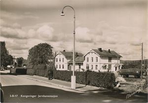 Postkort jernbane KONGSVINGER stasjon (HE) A6 s/h (Normann 5-B-17) ubrukt