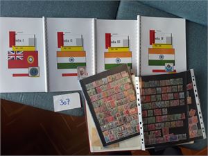 INDIA Mengder av dubletter på plansjer og i innstikksbok + 4 fortrykksalbum 1852-1999.