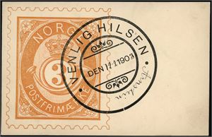 Frimerkemotiver. 23 postkort i småformat. Bl.a. 15 ulike kort fra "Kristiania Filatelist-klubb utstilling 1918".