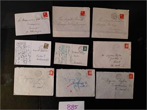 JERNBANE 9 brev i meget varierende kvalitet 1930-53.  GI BUD!