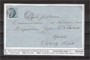 SVERIGE F2 fyra skill bco på inrikesbrev skickat från Stockholm till Österby Bruk, stpl 3.6.56