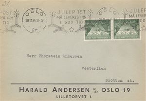 NK 319 par 10ø Landshjelp I på brev st. Oslo 29.11.44