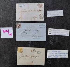 THURN UND TAXIS 3 brev 1857-64. Se beskrivelse fra tidligere auksjon på bilde