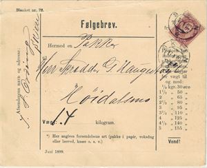 NK 72, følgebrev stemplet "Skien" 17-01-1902.