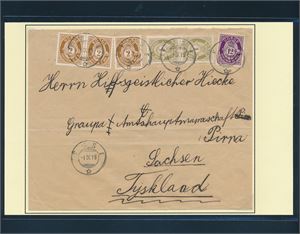 Nk 96 x2, 97 x3 og 101 på brev stemplet "FUSE 1 IX 19" til Pirna, Tyskland