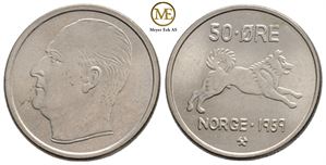 50 øre 1959 Olav V. Kv.0/01