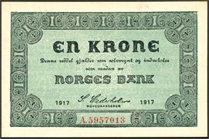 1 krone 1917, serie A.5957013. 01