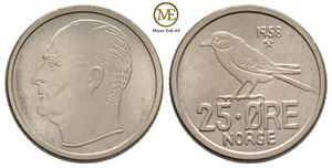 25 øre 1958 Olav V. Kv.0