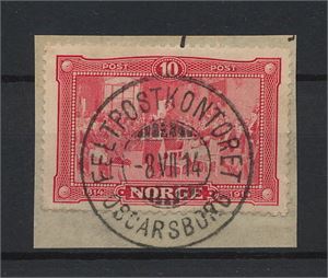 NK 115 klipp st. Feltpostkontoret Oscarsborg 8-VII-14  (10ø Grunnlovsjob)