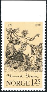 812. Kr 1,25 Ibsen 1978, variant "Utagget oppe".