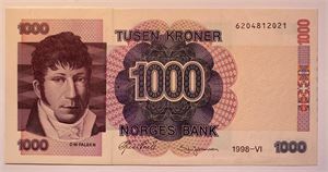 1000 kroner 1998. 6 Utg. Kv.0