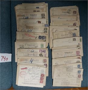 FØLGEBREV Ca 170 stk, primært 1910-25. Alle med rundstempler fra ulike steder. Variert frankering og kvalitet