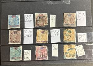 MALAYA-STRAITS SETTLEMENTS o/x 9 merker ex SG 1-9. Merker med feil ikke medregnet i verdien (£ 995)