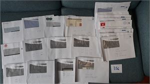 VARIANTER Spennende lot i 45 konvolutter med registrerte og uregistrerte varianter ++. Noen av de antatt beste på bildene inkl et Nk 20