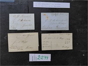 FØLGEBREV 4 stk ca 1850/60. 2 til Grimstad, 2 til Tønsberg